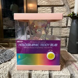 Holographic LED Pink & Silver Teddy Bear Light